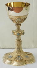 Solid silver gilt antique French Gothic Chalice.